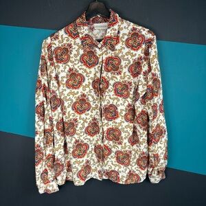 Vintage Liz Claiborne Collection Vibrant Paisley 1960's Inspired Shirt 8